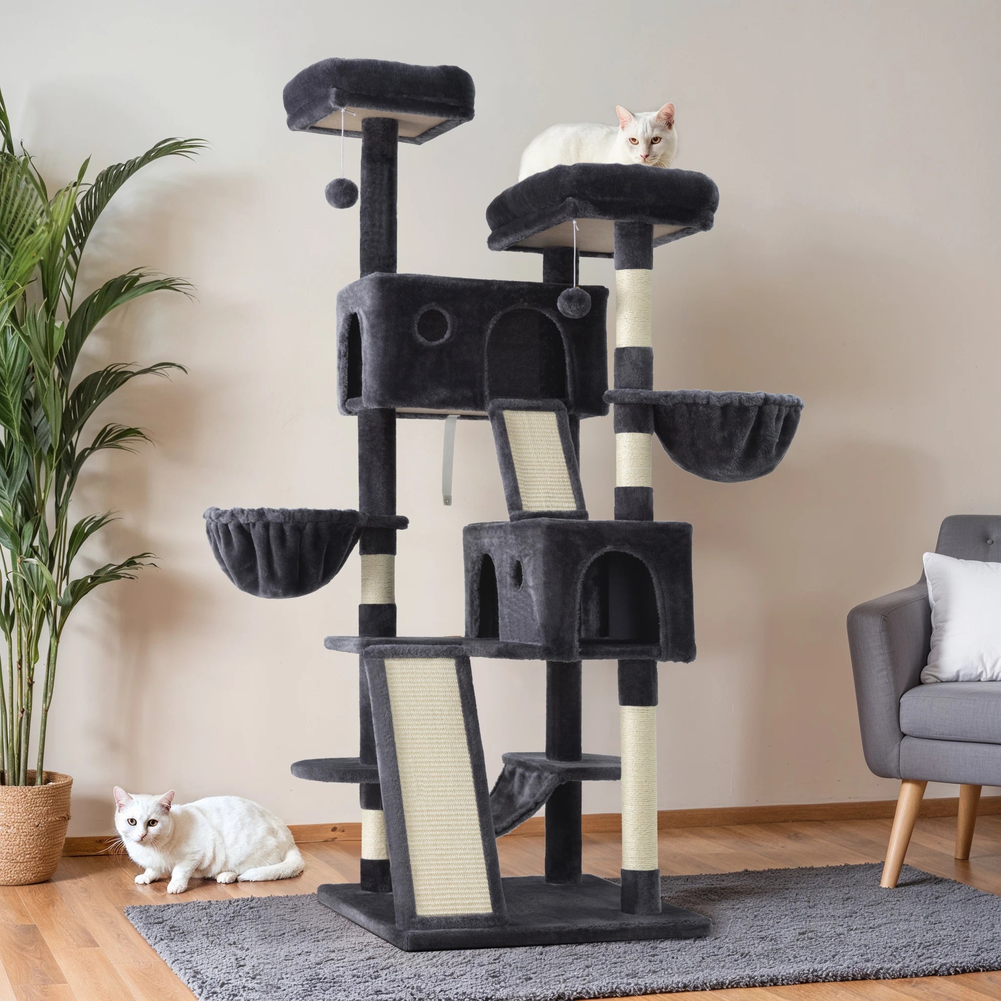 Arbre à chat multiniveaux de 165 cm
