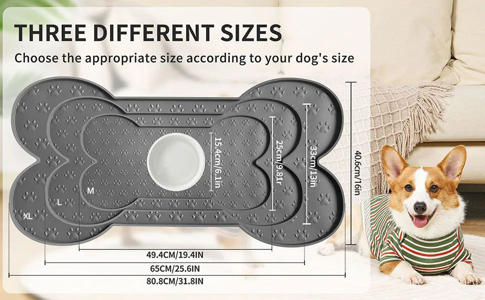 Tapis d'alimentation pour chien en silicone antidérapant et épais, imperméable, avec bord surélevé