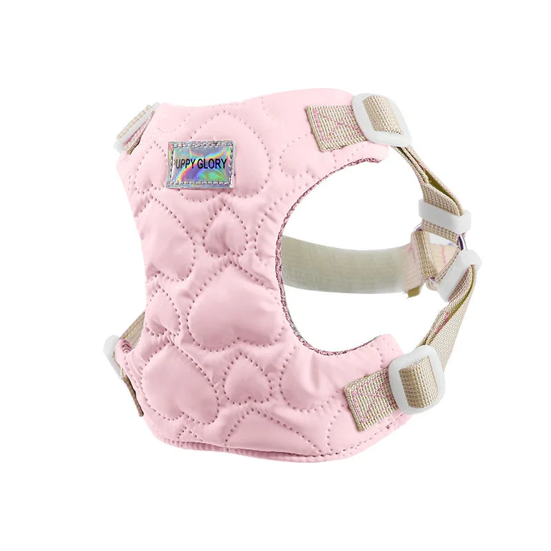 Harnais pour chien de petite et moyenne taille, motif cœur mignon, réglable, doublé en nylon