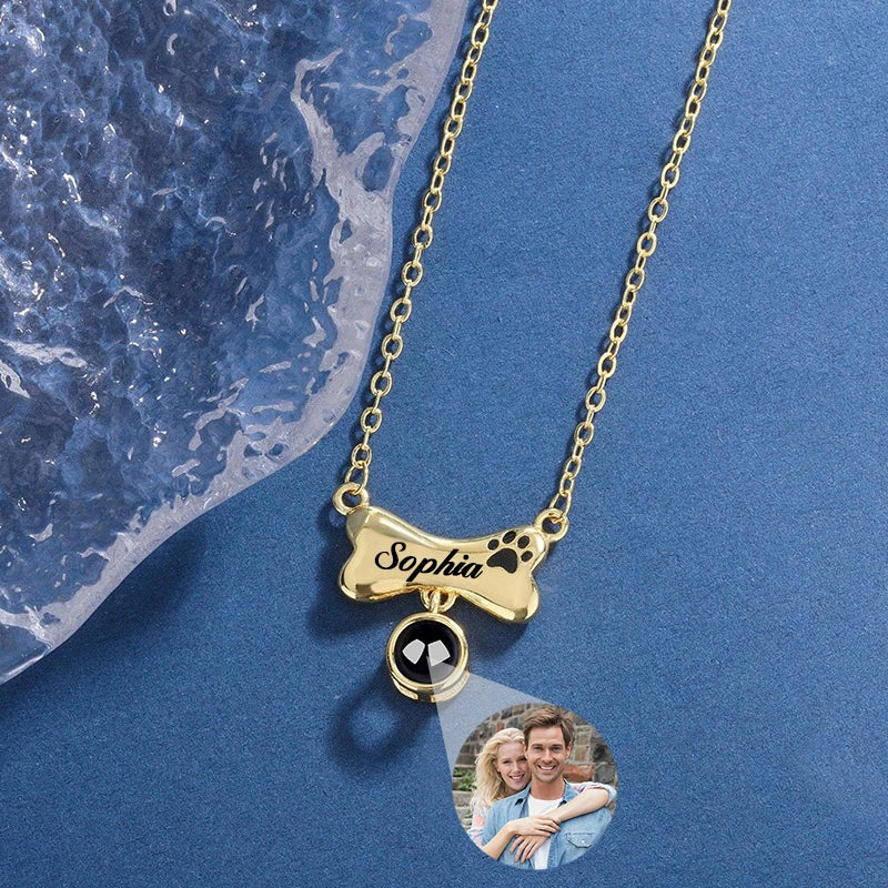 Collier photo personnalisé avec gravure et nom