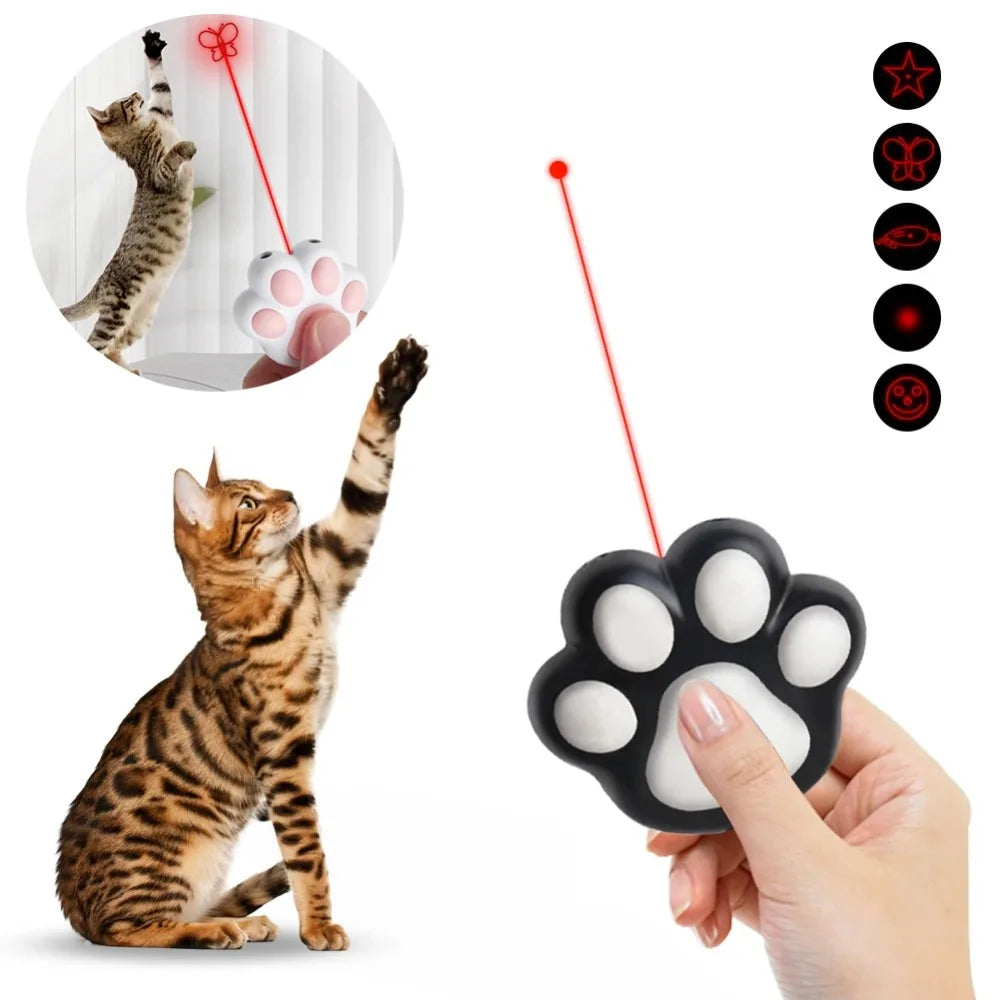 Jouet laser en forme de patte pour chat, rechargeable par USB