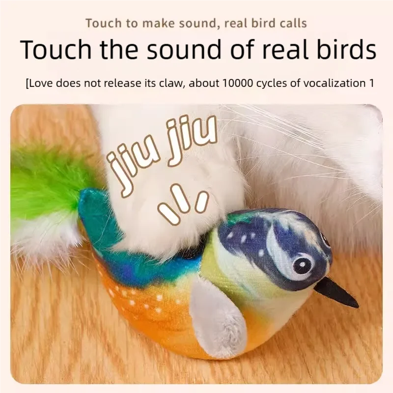 Oiseau interactif électrique en peluche avec gazouillis et ailes battantes