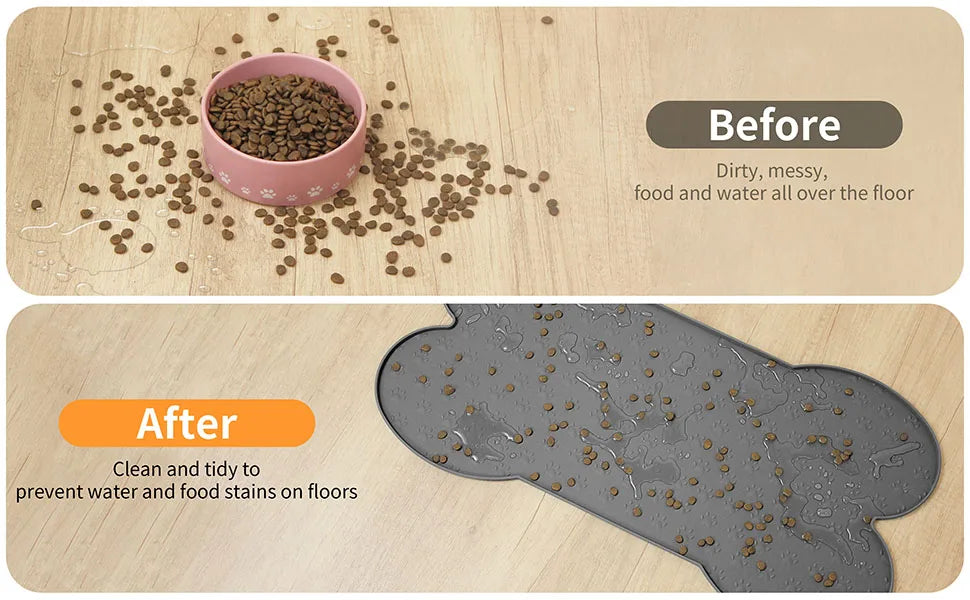 Tapis d'alimentation pour chien en silicone antidérapant et épais, imperméable, avec bord surélevé