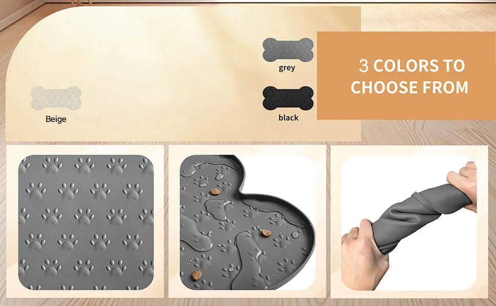 Tapis d'alimentation pour chien en silicone antidérapant et épais, imperméable, avec bord surélevé