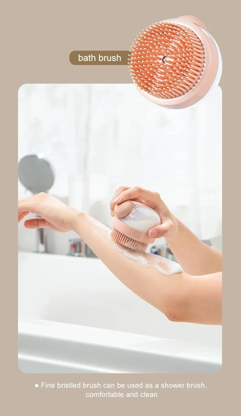 Brosse de bain pour animaux de compagnie (1 pièce) en silicone souple avec distributeur de shampoing et massage doux