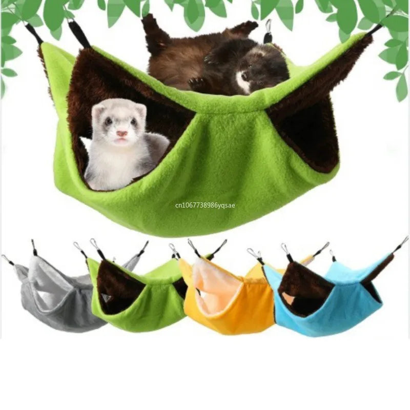 Hamac double couche pour animaux de compagnie, lit-balançoire chaud pour furet hamster, lit-balançoire pour chats et rongeurs, fournitures pour animaux de compagnie