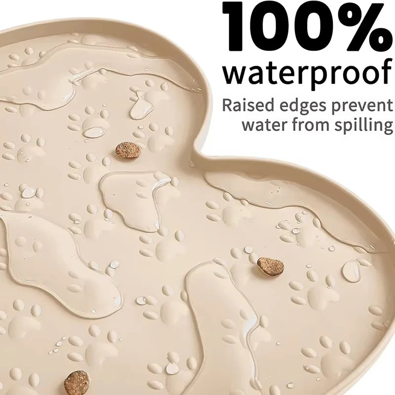 Tapis d'alimentation pour chien en silicone antidérapant et épais, imperméable, avec bord surélevé
