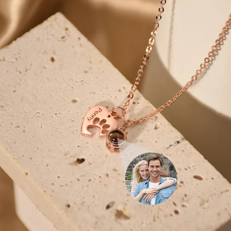 Collier photo personnalisé avec gravure et nom