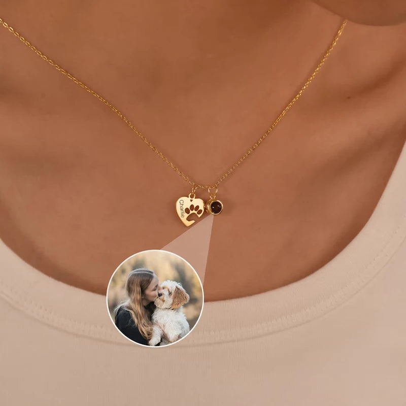 Collier photo personnalisé avec gravure et nom