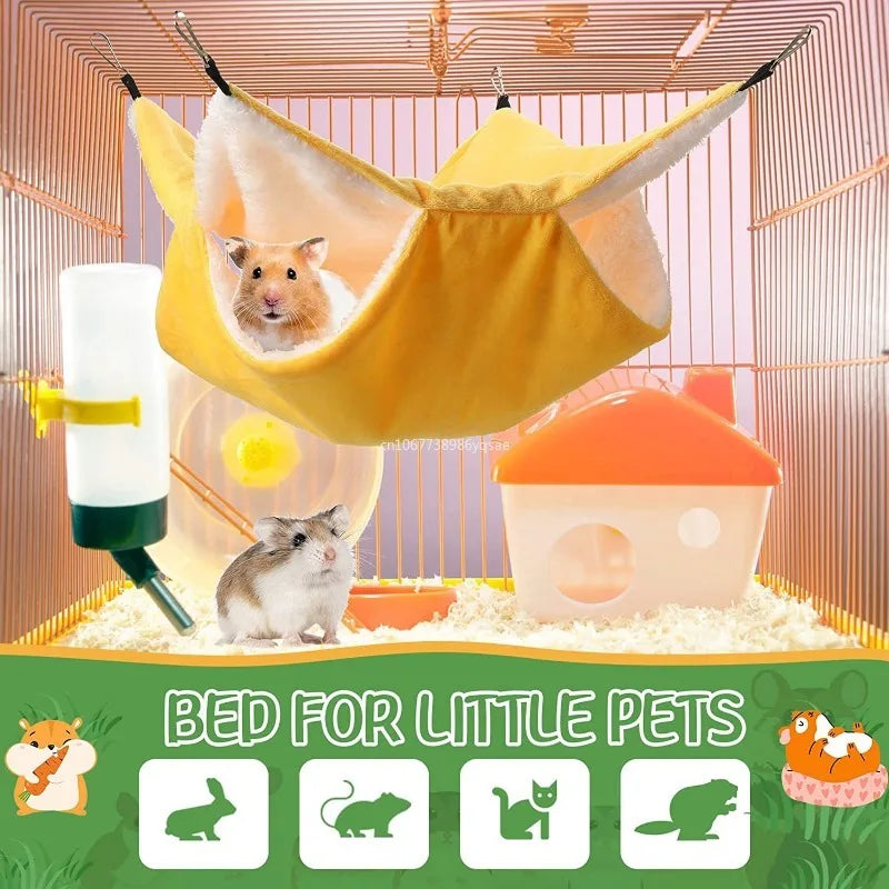 Hamac double couche pour animaux de compagnie, lit-balançoire chaud pour furet hamster, lit-balançoire pour chats et rongeurs, fournitures pour animaux de compagnie