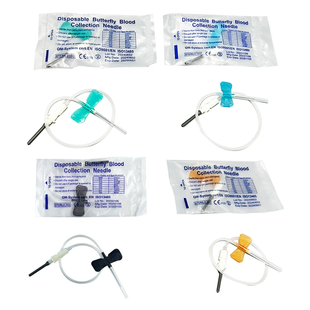Lot de 50 aiguilles papillon à double ailettes jetables pour prélèvement sanguin chez les chats et les chiens