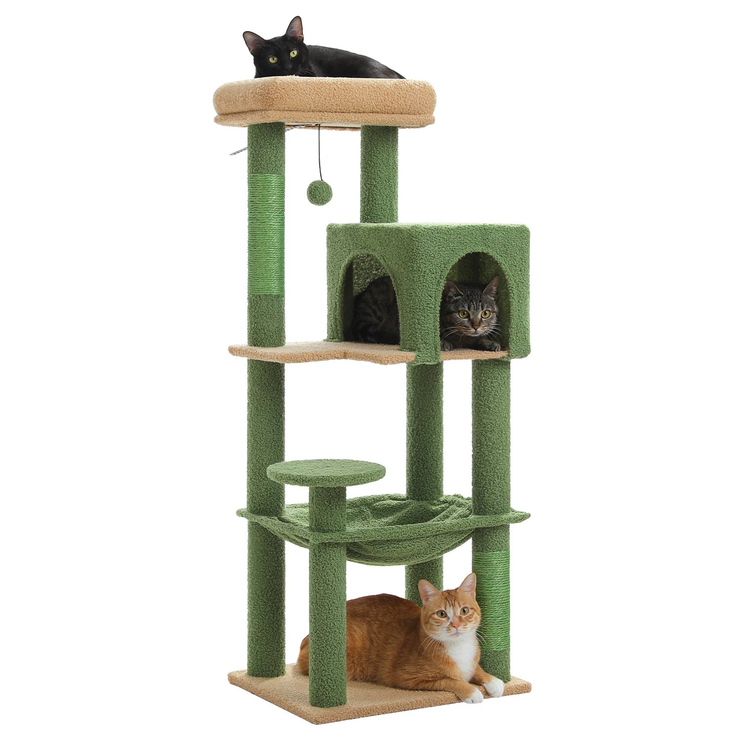 Arbre à chat à plusieurs niveaux avec poteaux à griffer, niche, hamac, griffoir