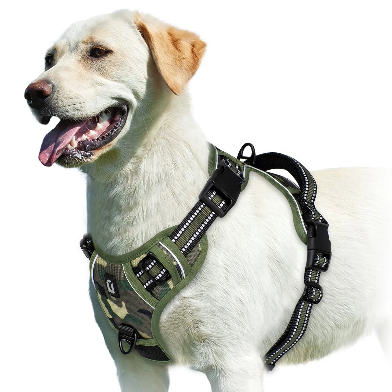 Harnais anti-traction pour chien, gilet rembourré doux et ajustable avec poignée de contrôle facile