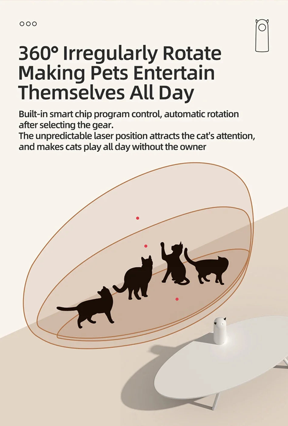 Jouet Laser Automatique Rechargeable pour Chat — 3 Modes