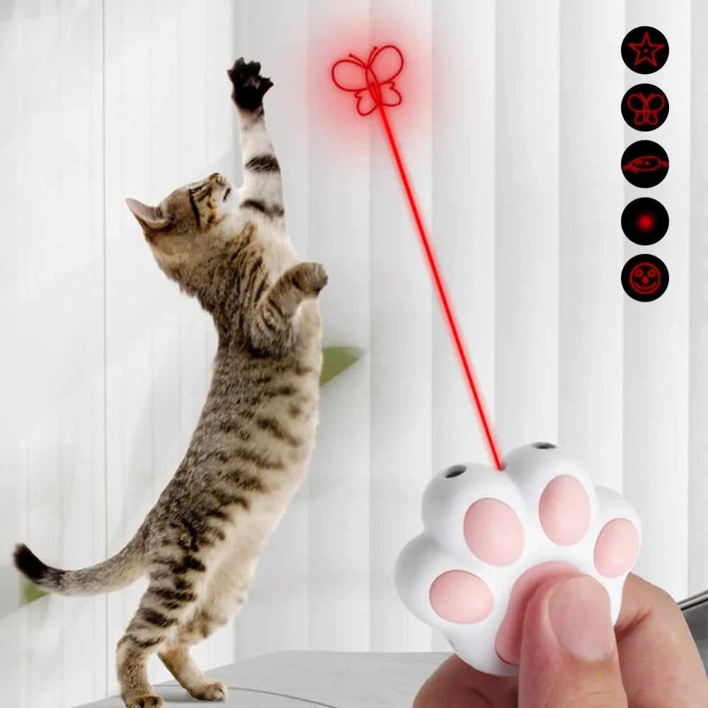 Jouet laser en forme de patte pour chat, rechargeable par USB