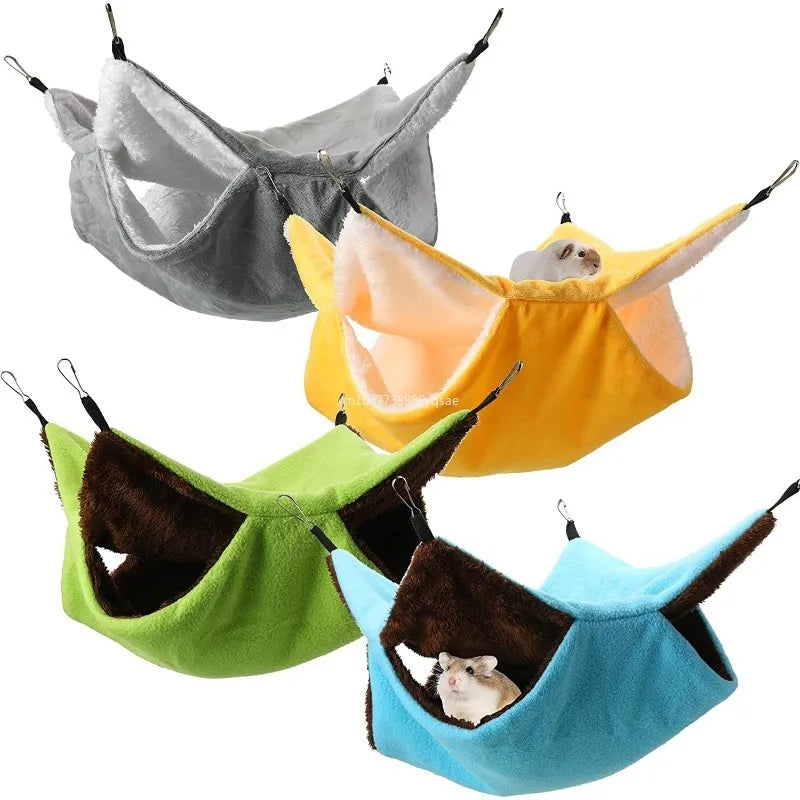 Hamac double couche pour animaux de compagnie, lit-balançoire chaud pour furet hamster, lit-balançoire pour chats et rongeurs, fournitures pour animaux de compagnie