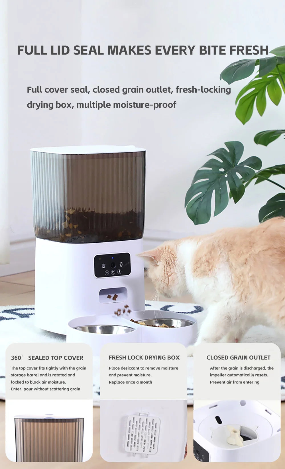 Distributeur automatique de croquettes 5L avec caméra