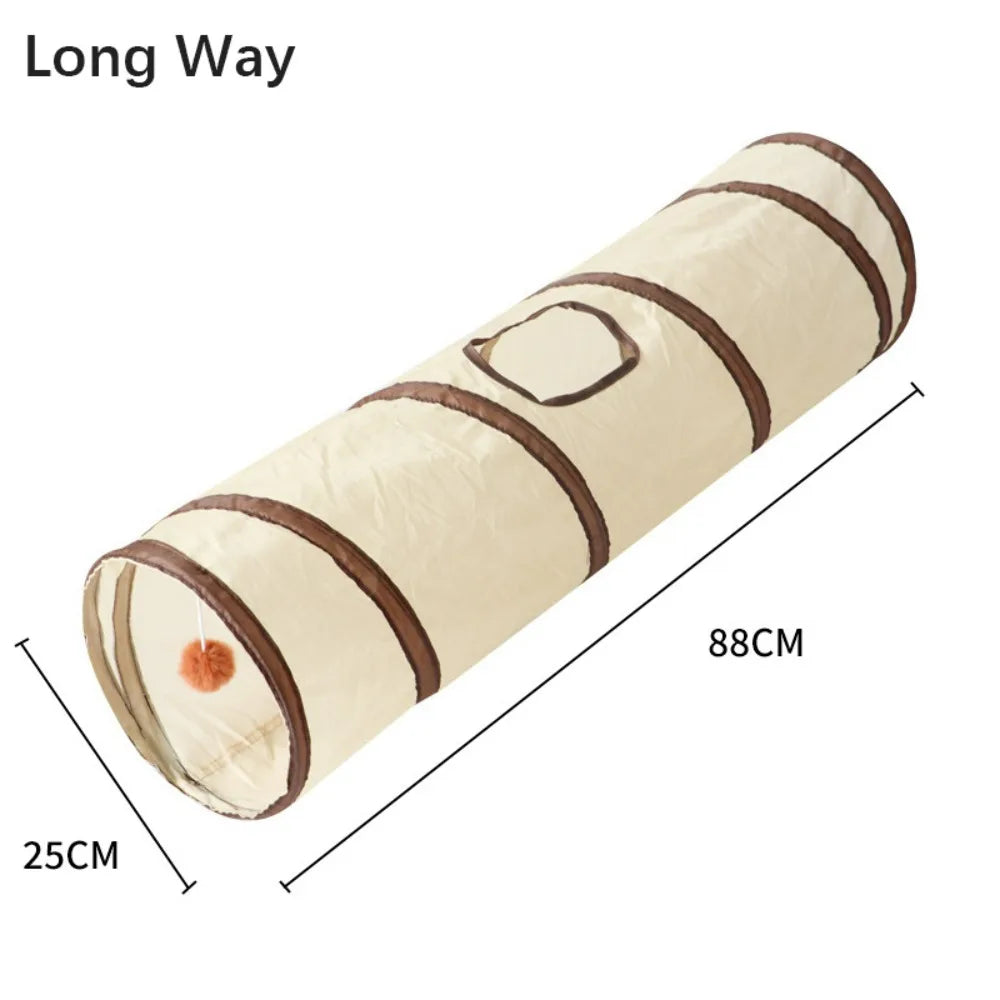 Tunnel pour chat en polyester et fil d'acier, respirant et pliable