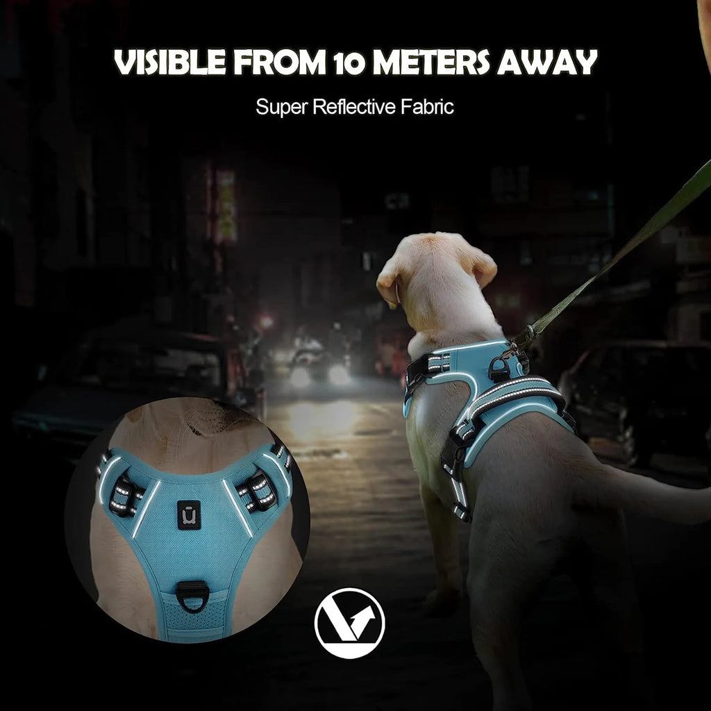 Harnais anti-traction pour chien, gilet rembourré doux et ajustable avec poignée de contrôle facile