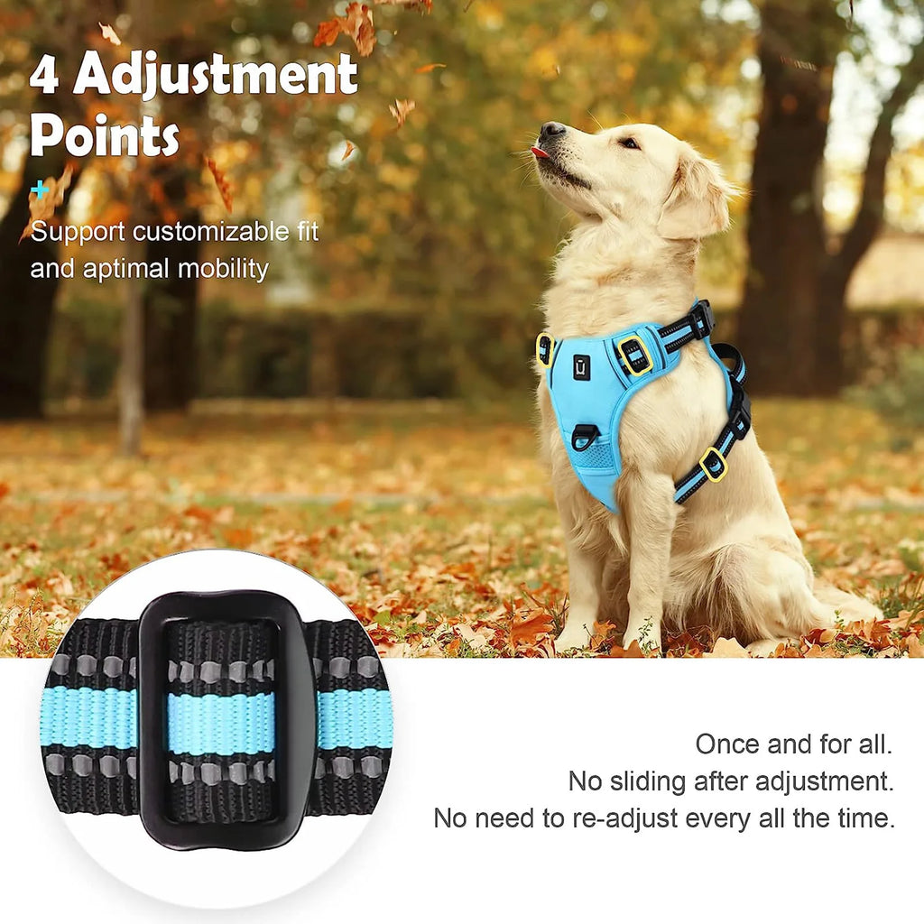 Harnais anti-traction pour chien, gilet rembourré doux et ajustable avec poignée de contrôle facile