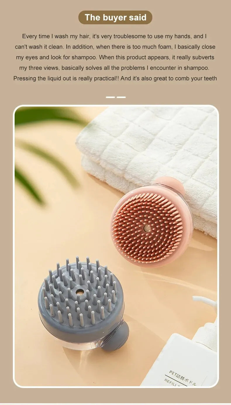 Brosse de bain pour animaux de compagnie (1 pièce) en silicone souple avec distributeur de shampoing et massage doux