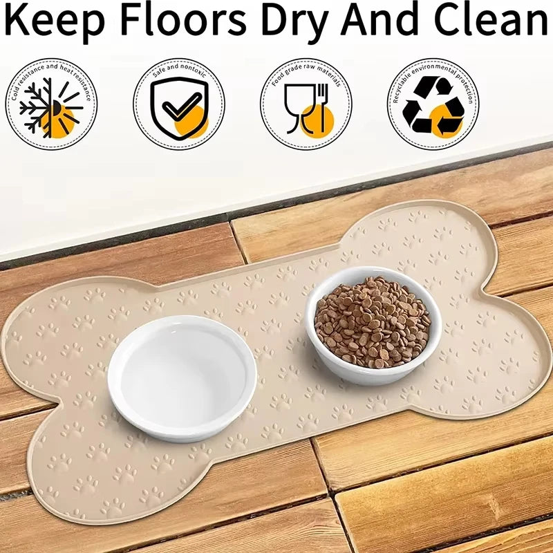 Tapis d'alimentation pour chien en silicone antidérapant et épais, imperméable, avec bord surélevé