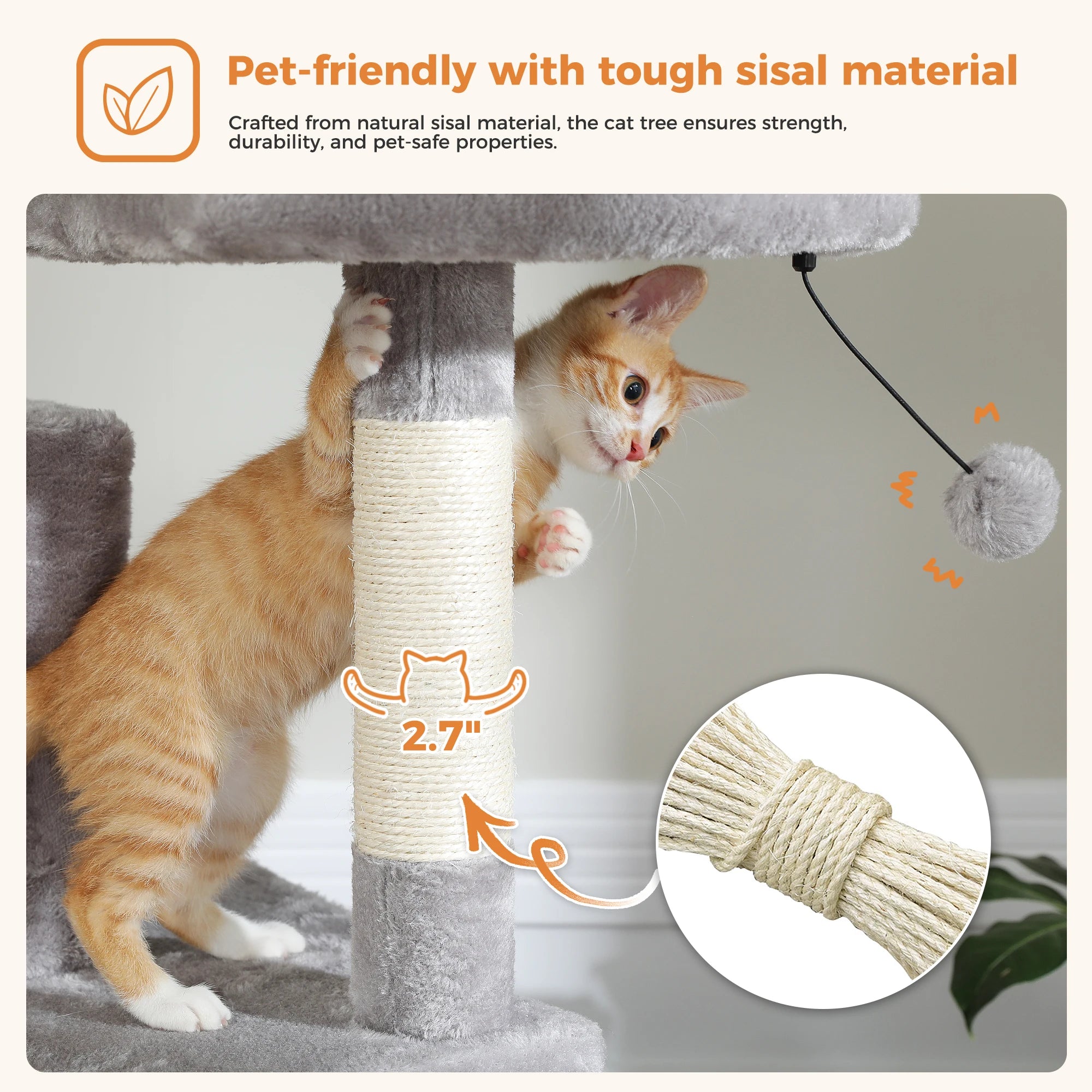 Arbre à chat à plusieurs niveaux avec poteaux à griffer, niche, hamac, griffoir