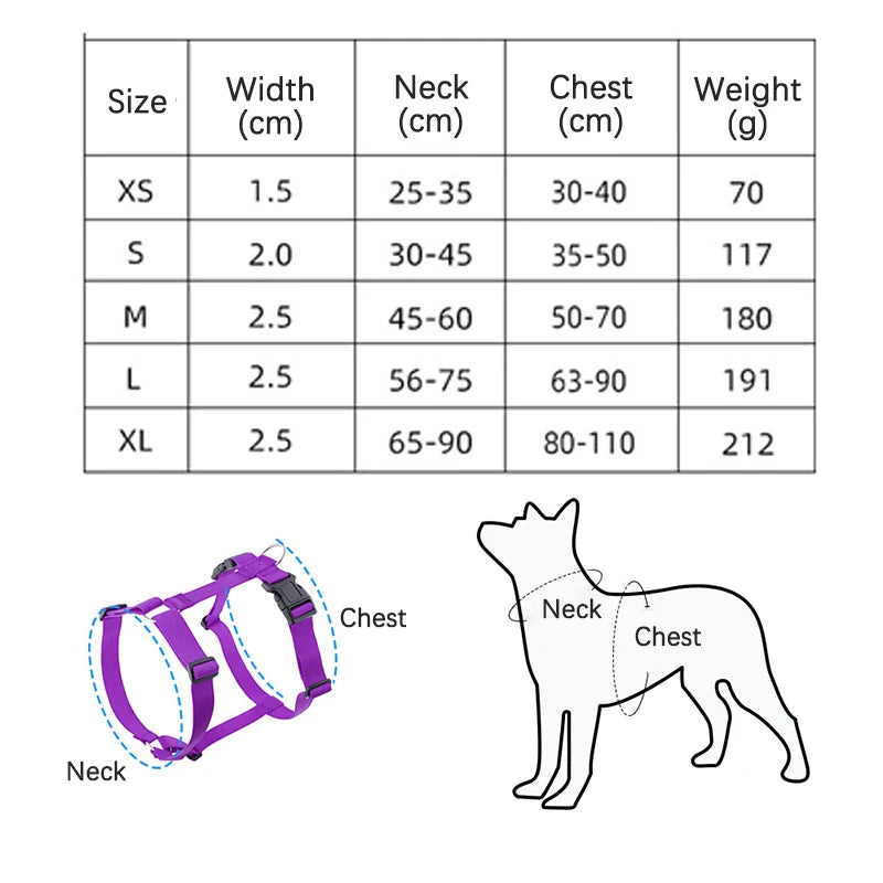 Harnais pour chien ajustable, souple et léger en forme de H, lavable