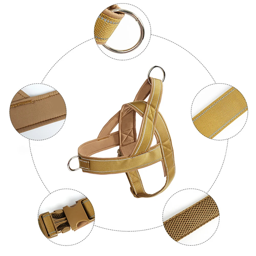 Harnais tactique anti-traction pour chien - Nylon ajustable pour grands chiens