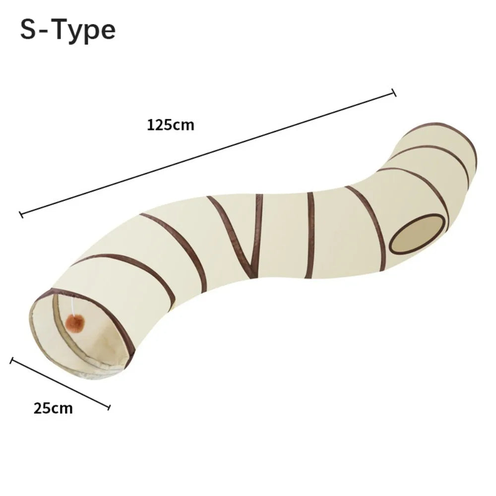 Tunnel pour chat en polyester et fil d'acier, respirant et pliable