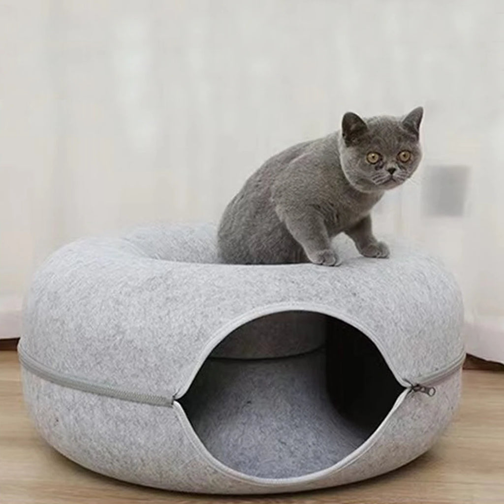 Tunnel interactif rond pour petits chats