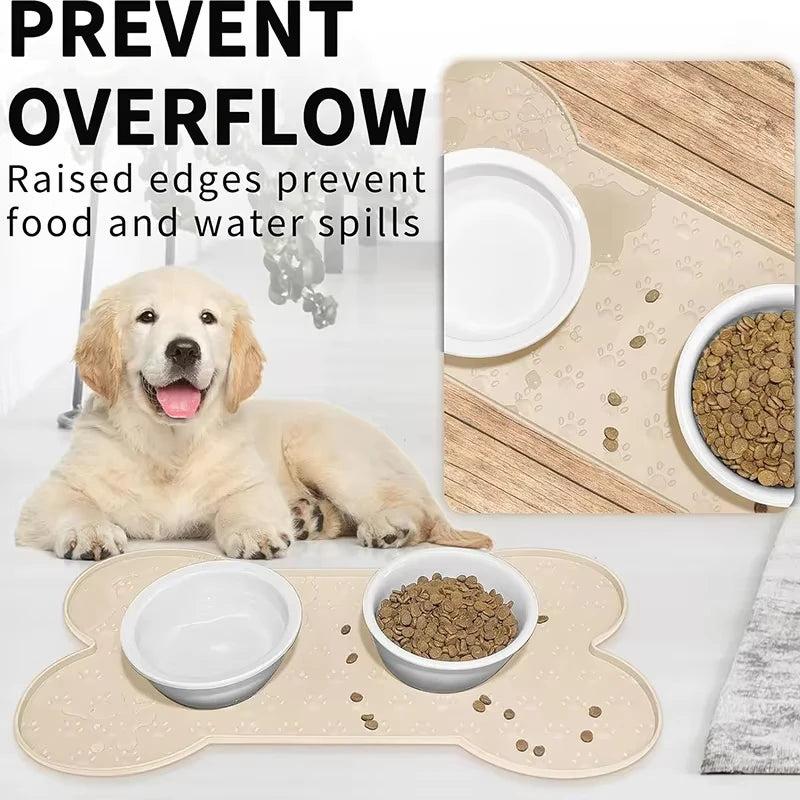 Tapis d'alimentation pour chien en silicone antidérapant et épais, imperméable, avec bord surélevé