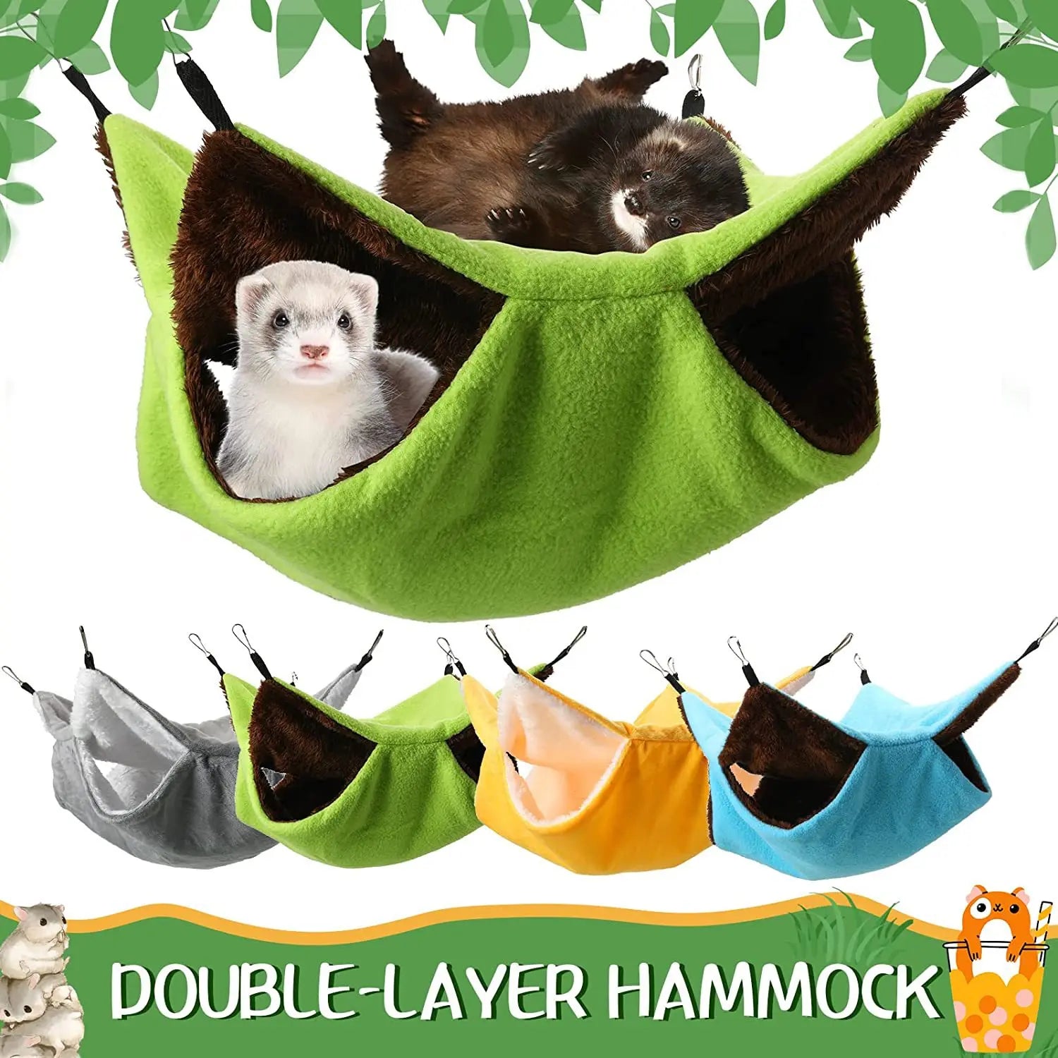 Hamac double couche pour animaux de compagnie, lit-balançoire chaud pour furet hamster, lit-balançoire pour chats et rongeurs, fournitures pour animaux de compagnie