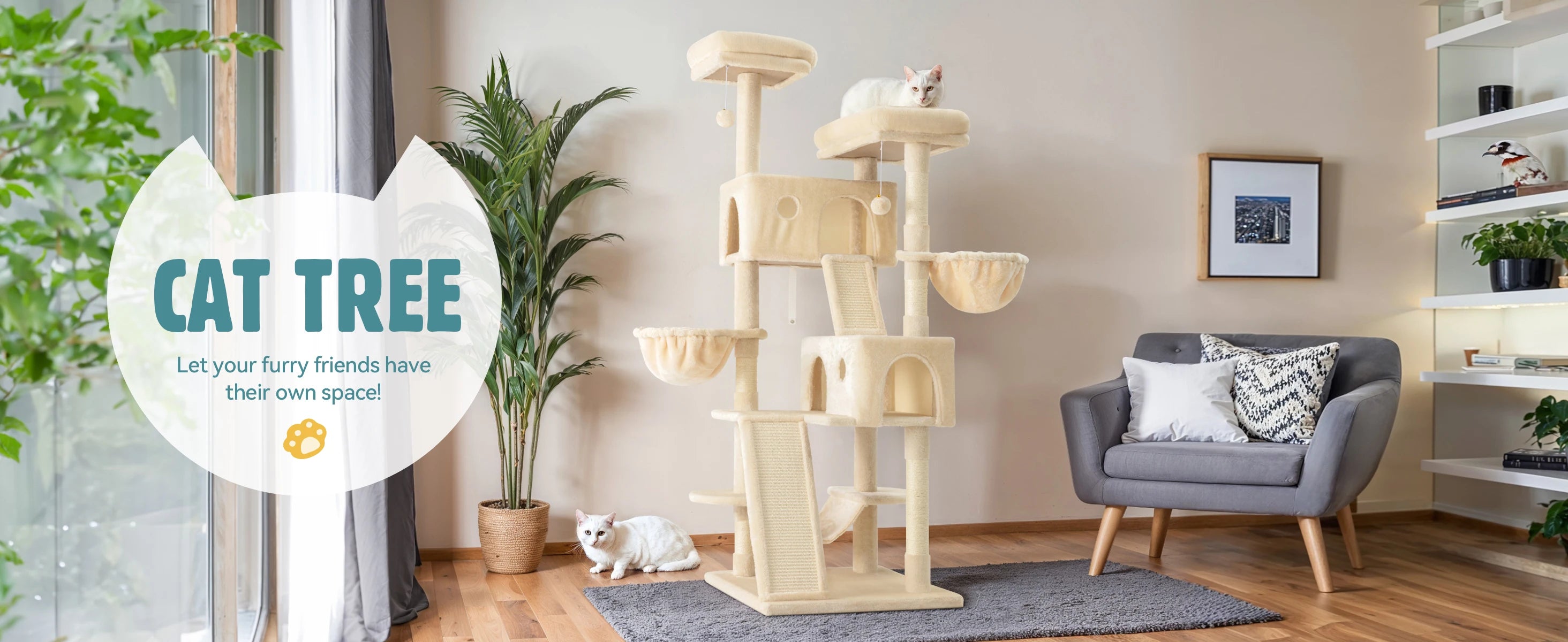 Arbre à chat multiniveaux de 165 cm