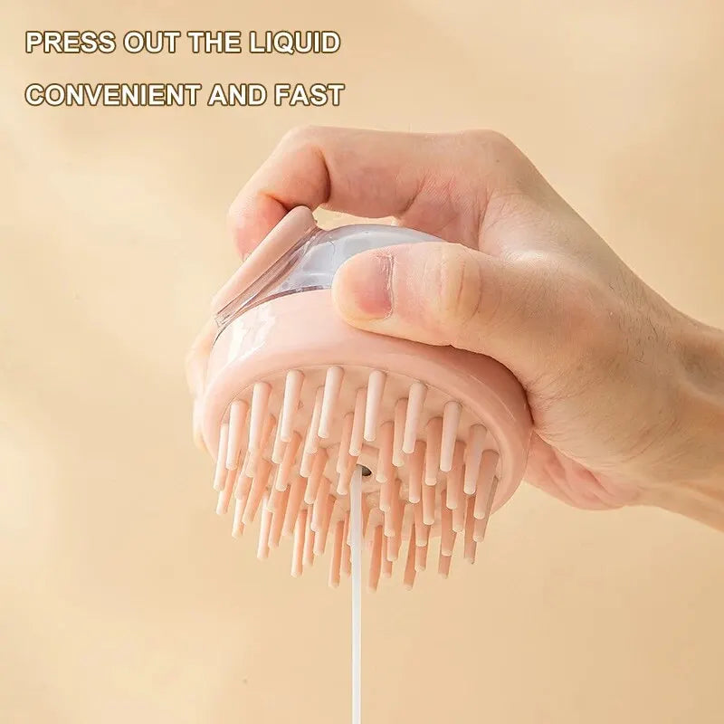 Brosse de bain pour animaux de compagnie (1 pièce) en silicone souple avec distributeur de shampoing et massage doux