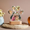 Cadre photo lumineux LED personnalisé en forme de patte de chien