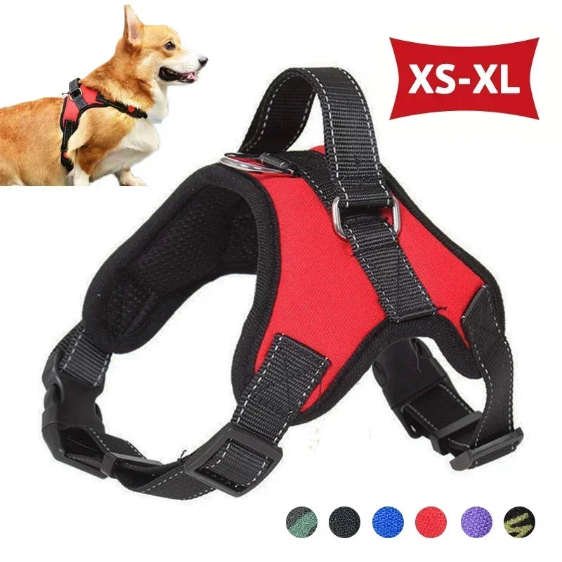 Harnais de selle réfléchissant et réglable pour chien, anti-traction