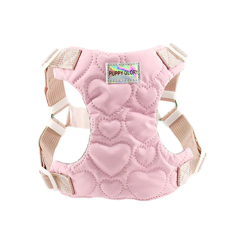 Harnais pour chien de petite et moyenne taille, motif cœur mignon, réglable, doublé en nylon