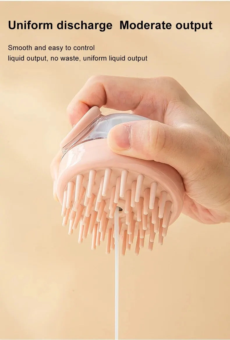 Brosse de bain pour animaux de compagnie (1 pièce) en silicone souple avec distributeur de shampoing et massage doux