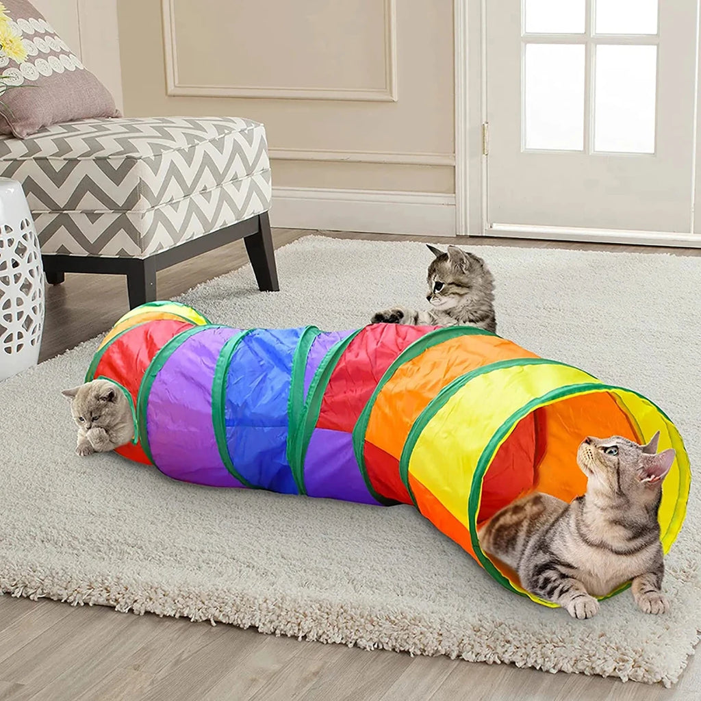 Tunnel pour chat pliable, jouet d'entraînement interactif et amusant