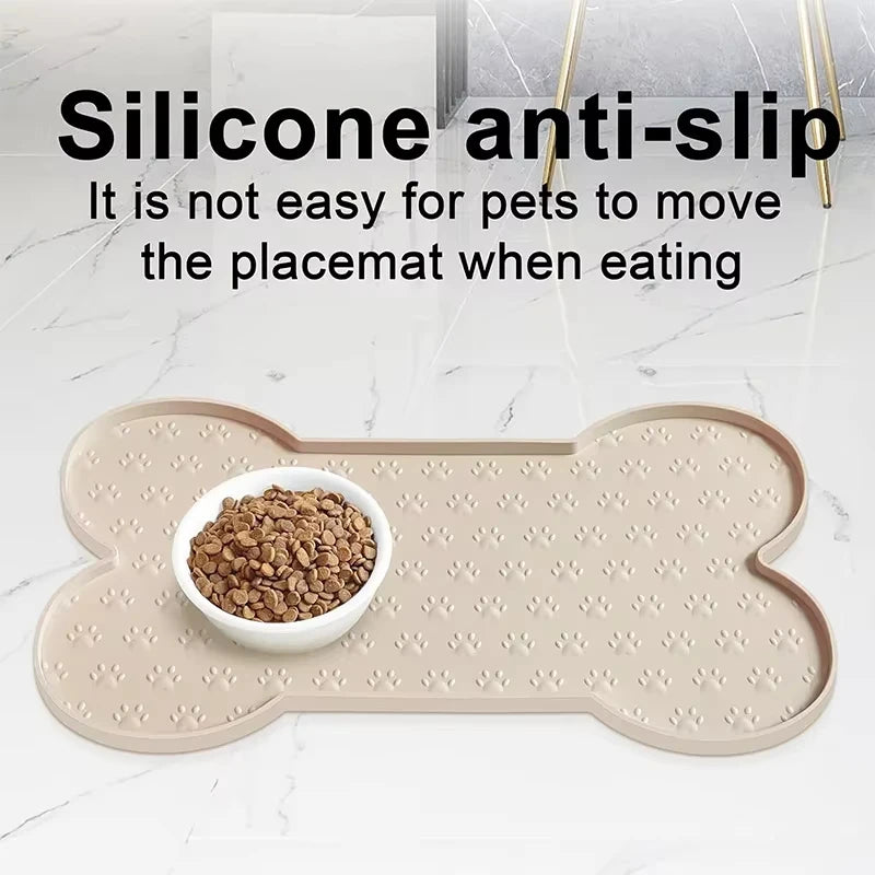 Tapis d'alimentation pour chien en silicone antidérapant et épais, imperméable, avec bord surélevé