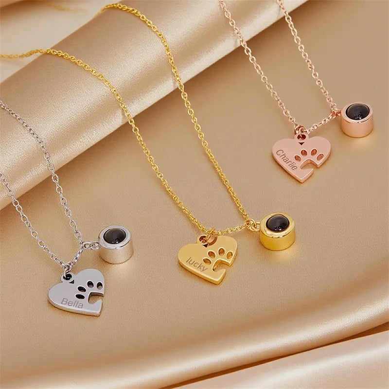 Collier photo personnalisé avec gravure et nom