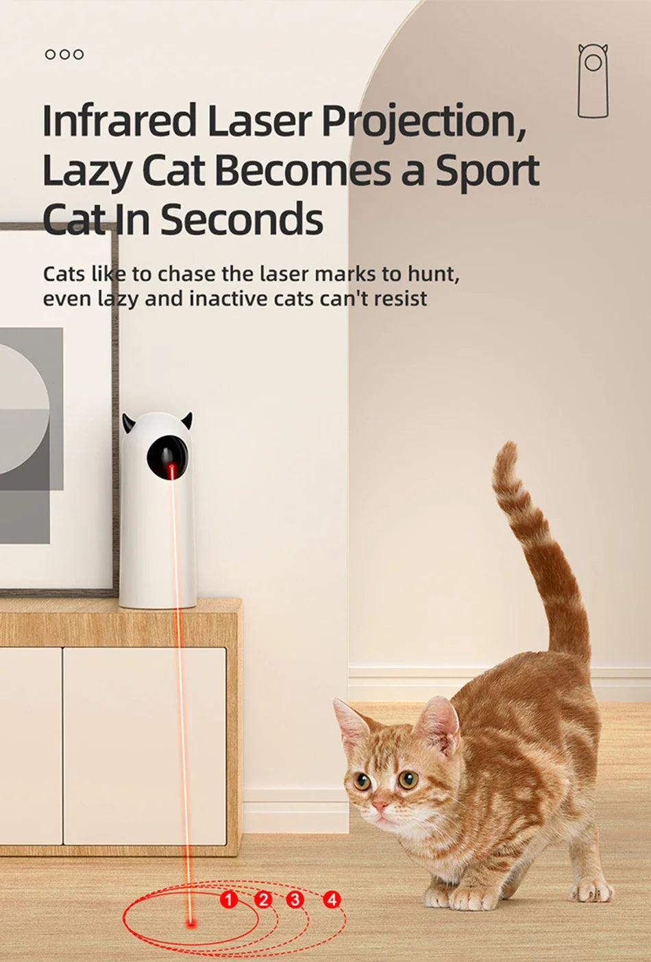 Jouet Laser Automatique Rechargeable pour Chat — 3 Modes