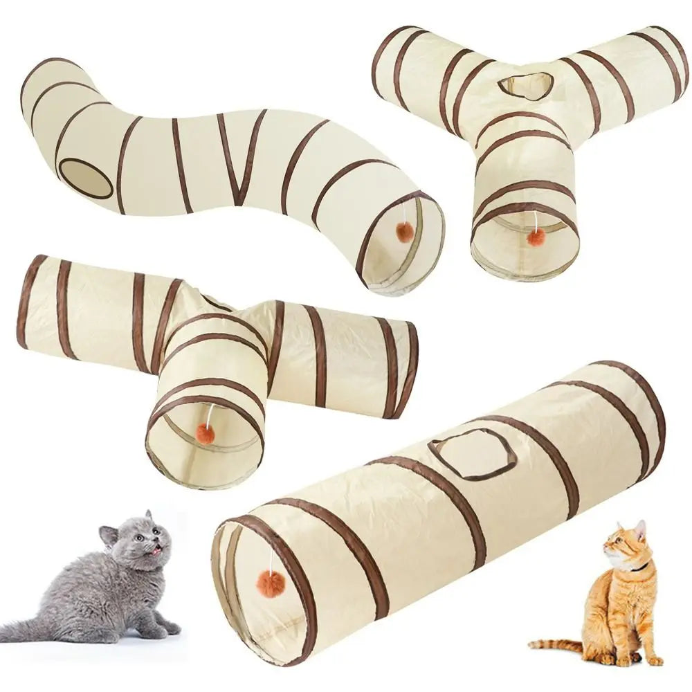 Tunnel pour chat en polyester et fil d'acier, respirant et pliable