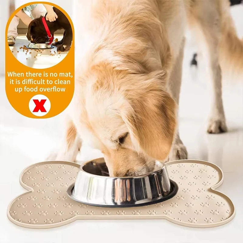 Tapis d'alimentation pour chien en silicone antidérapant et épais, imperméable, avec bord surélevé