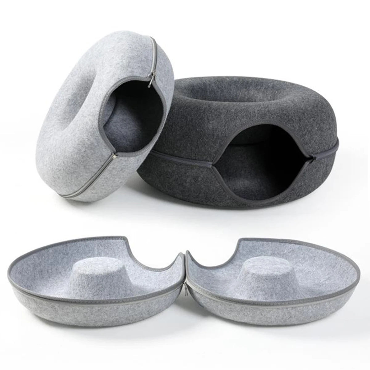 Tunnel interactif rond pour petits chats