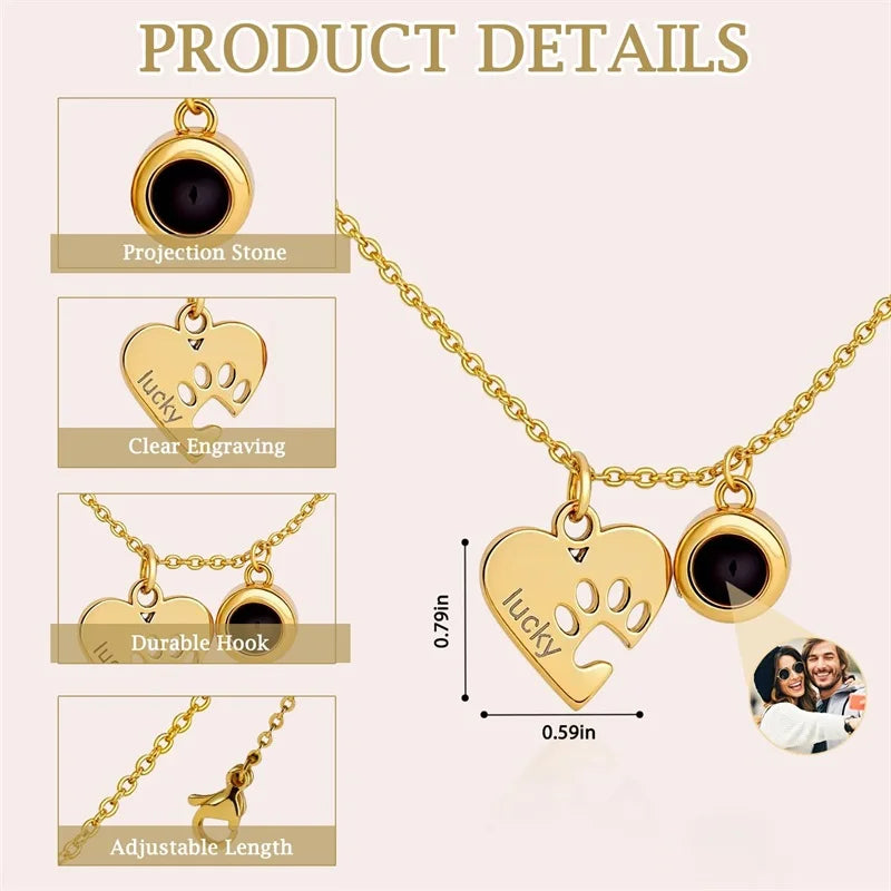 Collier photo personnalisé avec gravure et nom