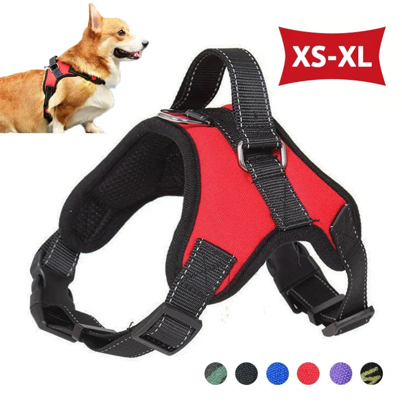 Harnais de selle réfléchissant et réglable pour chien, anti-traction