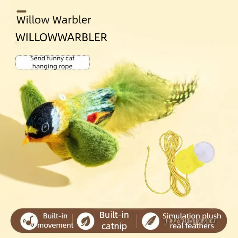 Oiseau interactif électrique en peluche avec gazouillis et ailes battantes
