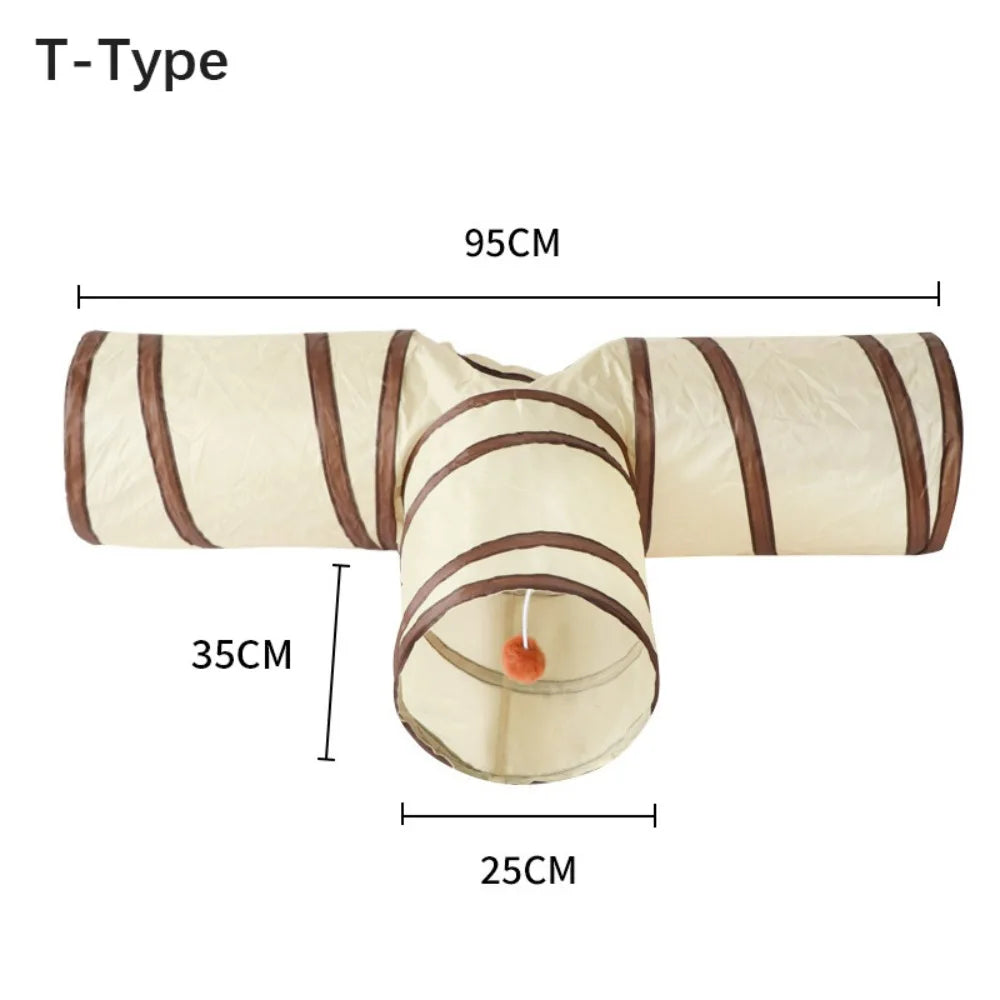 Tunnel pour chat en polyester et fil d'acier, respirant et pliable